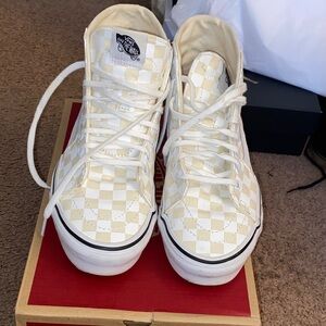 Vans Cream and White Checkerboard Sneakers
